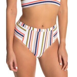 Splendid Line Up Striped High Waist Bikini Bottoms